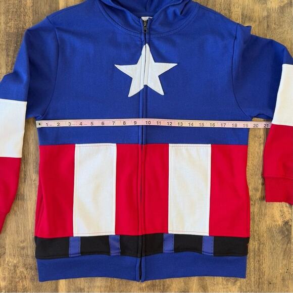 Marvel Kids Disney Captain America Steve Rogers Shield Costume Zip Hoodie Sz XL - Picture 5 of 9
